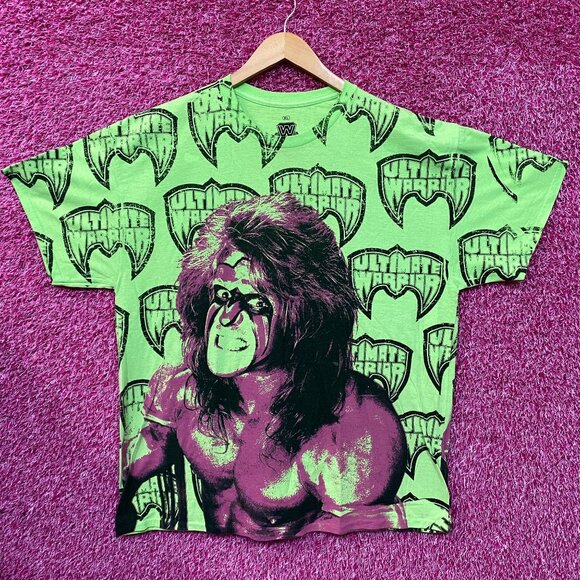 Ripple Junction Neon Green The Ultimate Warrior Allover Print T-Shirt Size XL - Picture 1 of 4